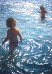 Twins in Outdoor Pool