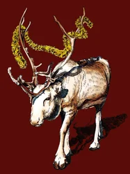 Christmas Reindeer on Red Oxide, 2020
