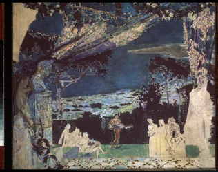 Italy, Night In Naples, Curtain design for the Private Russian Theatre
