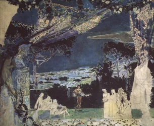 Italy. Night in Naples. Curtain design for the Private Russian Opera