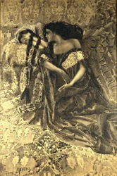 Tamara and Demon. Illustration to the Poem The Demon by Mikhail Lermontov