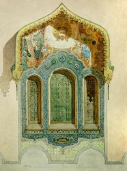 Design for a ceramic tile window surround for the Russian Church at Nice
