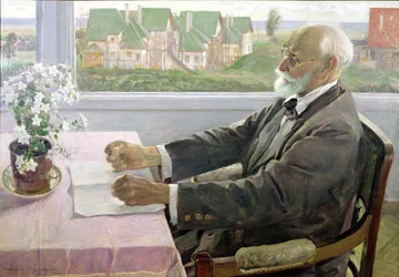 Ivan Petrovich Pavlov (1849-1936) in his House at Koltushy, near St. Petersburg, 1935