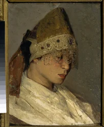 A Girl with Kokoshnik. Traditional Russian Women