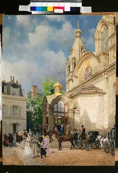 People Leaving an Orthodox Church
