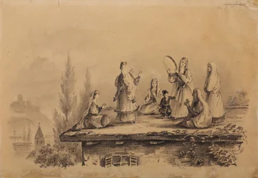 Georgian Women on the Roof Lezghinka, 1837