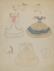 Doll and Wardrobe, c. 1936