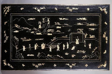 Kang Table Top (lacquered wood inset with bone)