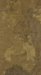 Two Boys Playing with the Puppet of a Lion