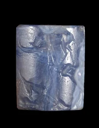 Cylinder seal, Middle Minoan III Period - Late Minoan I Period c.1800 - c.1450 BC (blue chalcedony)