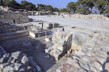 Minoan archaeological site of Phaistos. Central court and 
