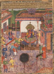 Emissaries Bring News from the Provinces of Khaybar and Chin to Anoshirvan. From the Hamzanama