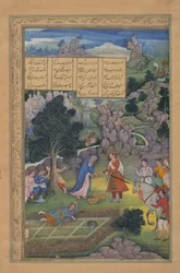 A King Offers to Make Amends to a Bereaved Mother, Folio from a Khamsa