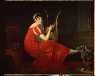 Portrait of Josephine Budayevskaya. Elegant Woman with a Harp