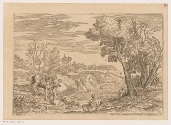 Landscape with Man on Horseback Crossing a River