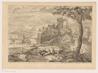 Landscape with Resting Shepherd, River with Bridge and Watermill in the Background (Landscapes after Titian)