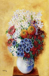 Bouquet of Flowers Against a Yellow Background