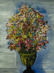 Flowers in a Green Vase