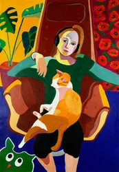 Cozy Girl and Cat