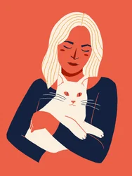 Cozy Woman and Cat