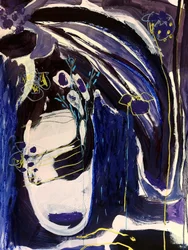 Indigo Floral Abstraction