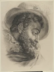 Head of a Man with Hat, Looking Down to the Right