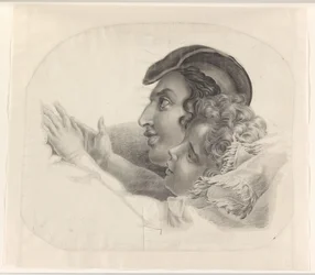 Heads of a Mother with Child, Facing Left