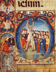 Historiated Initial O with the Crucifixion of St. Andrew, from a Psalter, c.1515