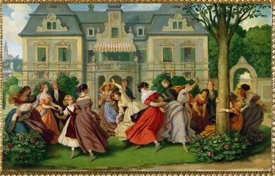 Society Games, a Manor in the Background
