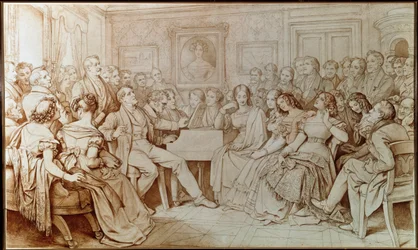 The Composer Franz Schubert Accompanies Tenor Johann Michael Vogl at a Musical Evening at the Baron von Spaun