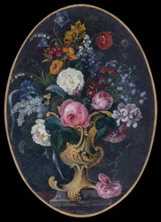 Roses, Lavender, Poppies and Flowers in a Rococo Pot