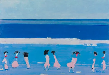 Pink Figures Blue Beach