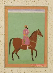 A Mughal Amir on Horseback, c.1670-80, from the Large Clive Album
