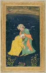 A Mullah bowing down to a man in Iranian dress who lifts him up from his supplication, from the Small Clive Album