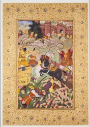 Battle Scene: The Pandavas Led by Krishna vs. the Kauravas Led by Bhishma, Late 16th Century