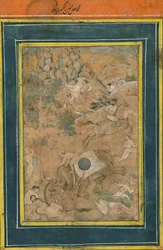 Emperor Akbar Controlling an Elephant During a Hunt