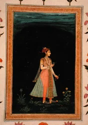 Lady holding a wine flask and glass at night, from the Small Clive Album