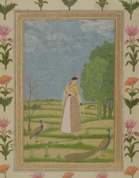 Lady with peacocks, from the Small Clive Album