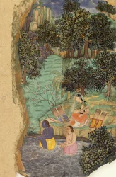 Rama and Lakshmana Offering Water to Their Dead Father on the Banks of the Mandakini River