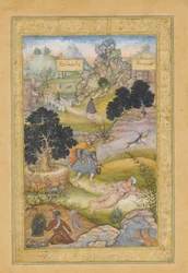 A Muslim Pilgrim Learns a Lesson in Piety from a Brahman, Folio from a Khamsa