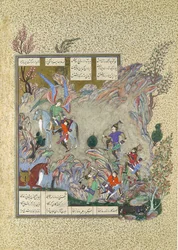 The Angel Surush Rescues Khusrau Parviz from a Cul-de-sac, Folio 708v, ca. 1530-35