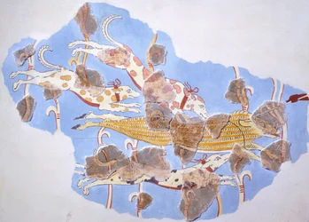 Hunting Scene, Fresco from Tirinto Palace, Mycenaean Civilization