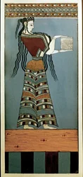 Mycenaean Art: A Lady-Courtesan of Mycenae. Fresco from Tiryns, Original 13th Century BC