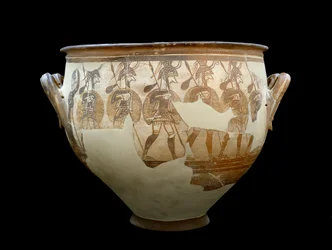 Mycenaean Civilization: Crater Called the Warriors Crater - From Tomb Circle A at Mycenae. 12th Century BC - Athens, National Archaeological Museum