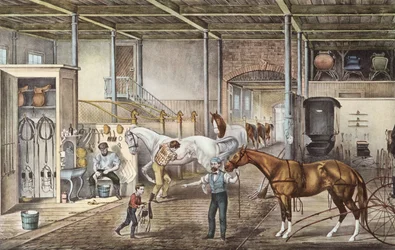 Model Stable Where Boys and Grooms Really Take Care of Horses, Engraving from Book 