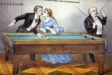 Kiss during billiards game
