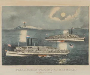 Steamboats Passing at Midnight on Long Island Sound