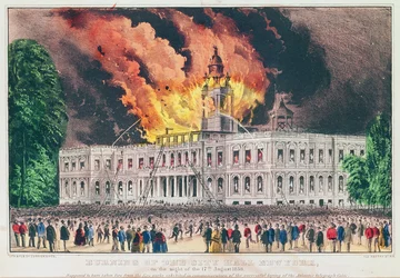 Burning of the City Hall, New York, on the night of the 17th August 1858