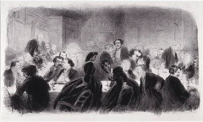 Anonymous lithograph representing literary and artistic personalities in the 1850s