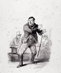 Comedians on stage. Plate inserted in the album 